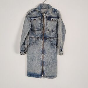Big Chief Girl's Denim Dress Size 8 Cotton Zip Up Jean Dress